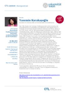 CTL-Lecture ‫ ׀‬Kurzportrait  Prof. Dr. Yasemin Karakaşoğlu Konrektorin für Interkulturalität und Internationalität, Universität Bremen