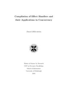 Compilation of Effect Handlers and their Applications in Concurrency Daniel Hillerström  NI VER