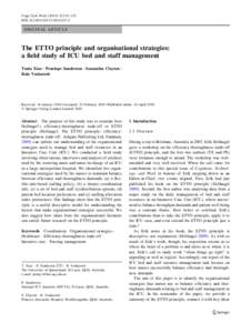 Cogn Tech Work:143–152 DOIs10111ORIGINAL ARTICLE  The ETTO principle and organisational strategies: