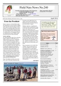 Field Nats News No.240 Newsletter of the Field Naturalists Club of Victoria Inc. Understanding Our Natural World Est. 1880
