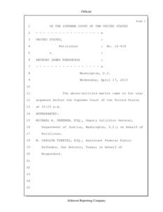 Official Page 1 1  IN THE SUPREME COURT OF THE UNITED STATES