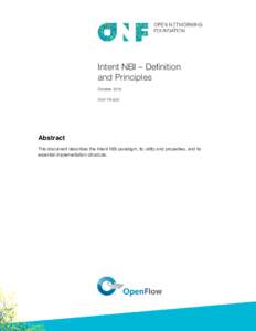 Intent NBI – Definition and Principles October 2016 ONF TR-523  Abstract