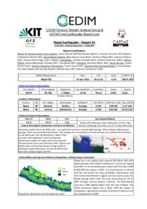 CEDIM Forensic Disaster Analysis Group & CATDAT and Earthquake-Report.com Nepal Earthquake – Report # – Situation Report No. 1 – 20:00 GMT  Report Contributors: