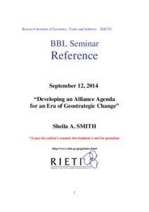 Research Institute of Economy, Trade and Industry （RIETI）  BBL Seminar Reference September 12, 2014