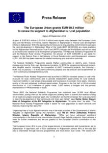 [removed]EU DEL Press Release - 90 5M € Rural Development Aid - ENGLISH