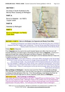 OVERLAND GOLD - TRAVEL GUIDE: Overland routes to the Victorian goldfields in[removed]Page 5 of 21 SECTION 1 All areas in South Australia to the