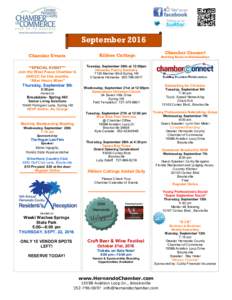 September 2016 Chamber Events Ribbon Cuttings  **SPECIAL EVENT***