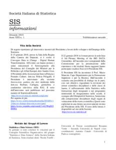Società Italiana di Statistica  SIS informazioni Gennaio 2018 Anno XXX n. 1
