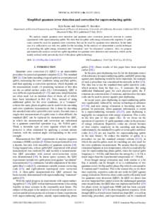 PHYSICAL REVIEW A 86, Simplified quantum error detection and correction for superconducting qubits Kyle Keane and Alexander N. Korotkov Department of Electrical Engineering and Department of Physics & Astr