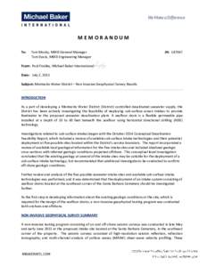 MEMORANDUM To: Tom Mosby, MWD General Manager Tom Evans, MWD Engineering Manager