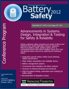 Battery2012 3rd Annual International Conference Conference Program  Safety