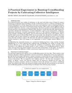 A Practical Experiment in Boosting Crowdfunding Projects by Cultivating Collective Intelligence MINORU MITSUI, MASAMICHI TAKAHASHI, AND RYOJI HORITA, FUJI XEROX CO., LTD. 1. INTRODUCTION