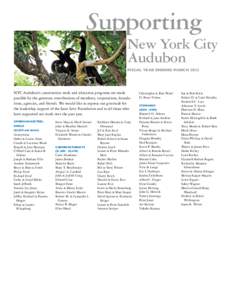 Supporting 			New York City 			Audubon Fiscal Year ending March 2013