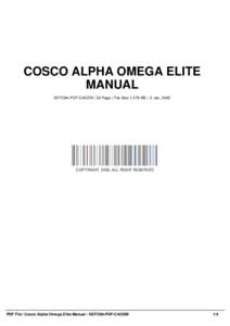 COSCO ALPHA OMEGA ELITE MANUAL SEFO84-PDF-CAOEM | 32 Page | File Size 1,579 KB | -2 Jan, 2002 COPYRIGHT 2002, ALL RIGHT RESERVED
