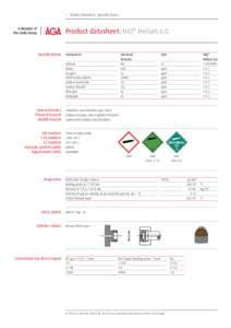 →→ Product datasheet, Specialty Gases  Product datasheet. HiQ® Helium 6.0. Specifications  Characteristics