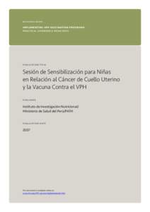 Sesion de Sensibilizacion para Ninas en Relacion al Cancer de Cuello Uterino y la Vacuna Contra el VPH