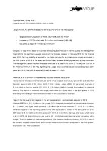 Corporate News, 13 May 2016 _wige MEDIA AG, ISIN: DE000A1EMG56 / WKN: A1EMG5 _wige MEDIA AG affirms forecast for 2016 at the end of the first quarter  -