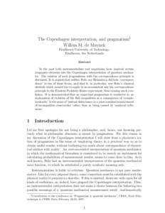 The Copenhagen interpretation, and pragmatism1 Willem M. de Muynck Eindhoven University of Technology, Eindhoven, the Netherlands Abstract In the past both instrumentalism and empiricism have inspired certain