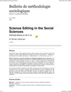 Science Editing in the Social Sciences