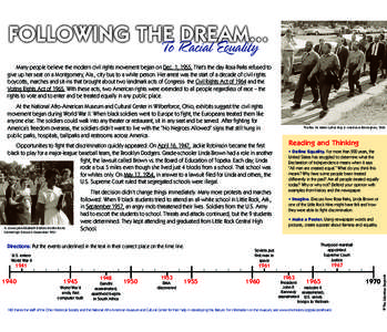 To order the newspaper for your classroom or for further information, call NIE atTo Racial Equality Many people believe the modern civil rights movement began on Dec. 1, 1955. That’s the day Rosa Parks