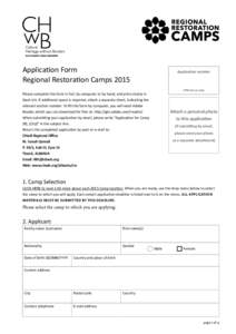Application Form Regional Restoration Camps 2015 Application number  Official use only