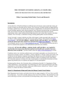 UNC Policy Concerning Global Study, Travel, and Research