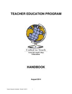TEACHER EDUCATION PROGRAM  HANDBOOK August 2014