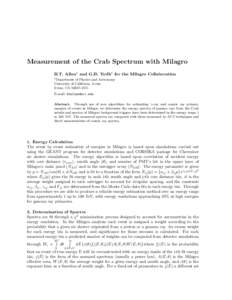 Measurement of the Crab Spectrum with Milagro B.T. Allen1 and G.B. Yodh1 for the Milagro Collaboration 1 Department of Physics and Astronomy University of California, Irvine