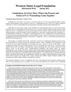 Western States Legal Foundation Information Brief SpringVandenberg Air Force Base: Where the Present and