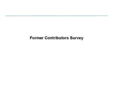 Former Contributors Survey  Agenda