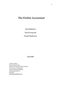 0  The Finitist Accountant David Hatherly, David Leung and