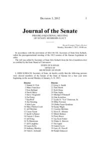 DECEMBER 3, Journal of the Senate PREORGANIZATIONAL MEETING