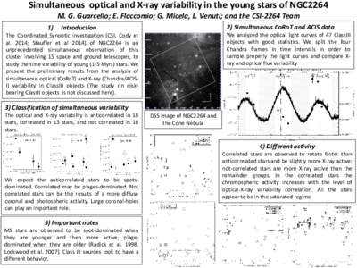Simultaneous optical and X-ray variability in the young stars of NGC2264 M. G. Guarcello; E. Flaccomio; G. Micela, L. Venuti; and the CSI-2264 TeamSimultaneous CoRoT and ACIS data