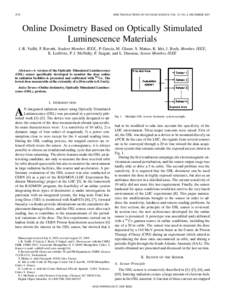 2578  IEEE TRANSACTIONS ON NUCLEAR SCIENCE, VOL. 52, NO. 6, DECEMBER 2005 Online Dosimetry Based on Optically Stimulated Luminescence Materials