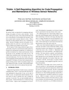 Wireless networking / Computing / Computer networking / Technology / Data transmission / Wireless sensor network / TRICKLE / Hidden node problem / Network simulation / Sensor node / Transmission time / Linear network coding