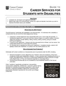 GUIDE  TO CAREER SERVICES FOR STUDENTS WITH DISABILITIES