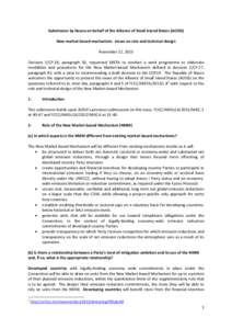 Submission by Nauru on behalf of the Alliance of Small Island States (AOSIS) New market-based mechanism: views on role and technical design November 12, 2013 Decision 1/CP.18, paragraph 50, requested SBSTA to conduct a w
