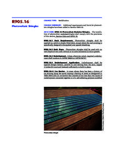 R905.16  CHANGE TYPE: Modification Photovoltaic Shingles