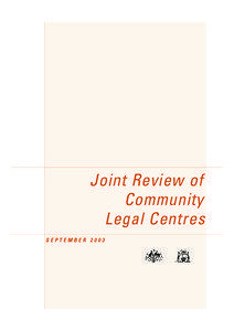 Joint Review of Community Legal Centres