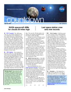 April 26, 2007  Vol. 12, No. 31 NASA spacecraft AIMs for clouds 50 miles high