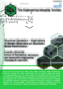 Co-sponsored by:  The Engineering Integrity Society Structural Dynamics – Implications of Weight Reduction on Structural