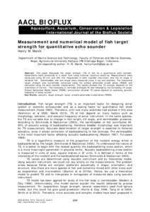 AACL BIOFLUX Aquaculture, Aquarium, Conservation & Legislation International Journal of the Bioflux Society Measurement and numerical model of fish target strength for quantitative echo sounder