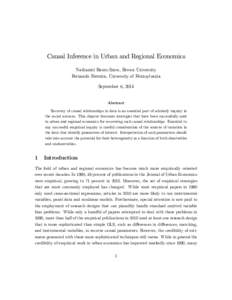 Causal Inference in Urban and Regional Economics Nathaniel Baum-Snow, Brown University Fernando Ferreira, University of Pennsylvania September 6, 2014  Abstract