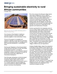 Bringing sustainable electricity to rural African communities