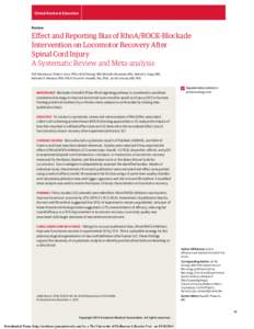 Clinical Review & Education  Review Effect and Reporting Bias of RhoA/ROCK-Blockade Intervention on Locomotor Recovery After