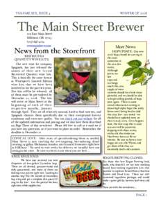 VOLUME XIX, ISSUE 4
  WINTER OF 2008 The Main Street Brewer 229 East Main Street