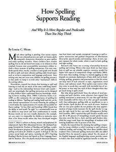 How Spelling Supports Reading by Louisa Moats