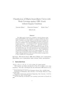 Classification of Elliptic/hyperelliptic Curves with Weak Coverings against GHS Attack without Isogeny Condition Tsutomu Iijima  ∗