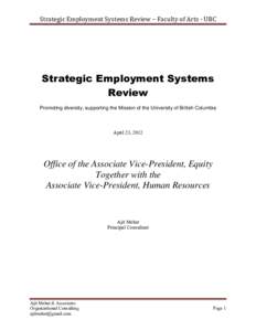 Strategic Employment Systems Review – Faculty of Arts - UBC  Strategic Employment Systems Review Promoting diversity, supporting the Mission of the University of British Columbia