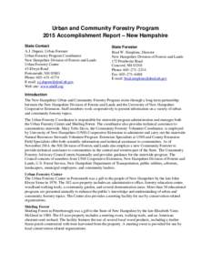 Urban and Community Forestry Program 2015 Accomplishment Report New Hampshire